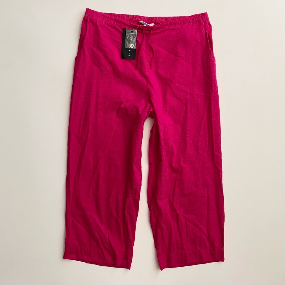 Bryn Walker Nwt Lantana Saba Seersucker Drawstring Waist Wide Leg Cropped Pants